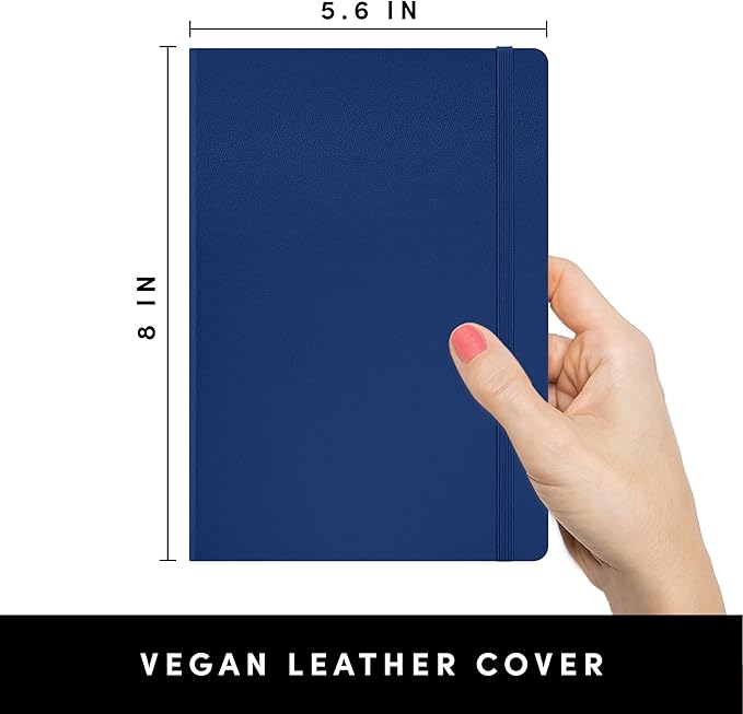 PAPERAGE Dotted Journal Notebook, (Royal Blue), 160 Pages, Medium 5.6 in x 8 in - 100 GSM Thick Paper – Hardcover Journaling Notebook for Work, School & Bullet Journaling