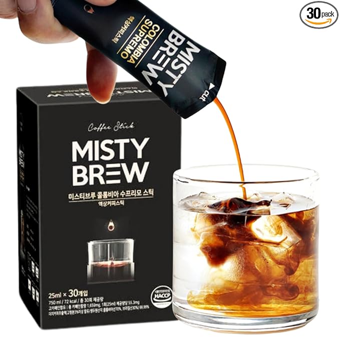 Cold Brew Coffee Concentrate liquid, Single Serve Coffee Sticks, MistyBrew, Imported from Korea, Premium coffee (30 sticks, Supremo)