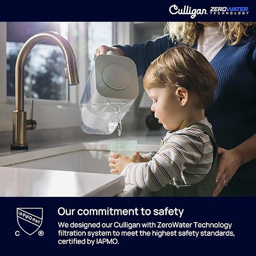 Culligan with ZeroWater Technology 40-Cup Glass Water Filter Dispenser – Includes 5-Stage Advanced Water Filter, Certified to Reduce Lead, Total PFAS (Forever Chemicals), Fluoride, and Chlorine