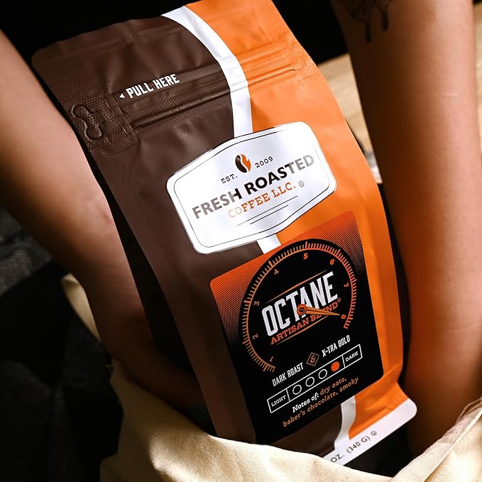 Fresh Roasted Coffee, Octane, 12 oz, Dark Roast, Kosher, Ground