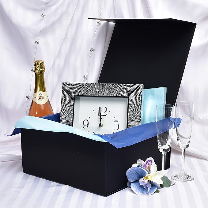 Prime Line Packaging Christmas Gift Boxes, Holiday Gift Boxes with Lids for Presents, Large Black Gift Box for Small Business Wrap, Weddings, Birthdays, Events, Bulk, 12x12x6, 15 Pack