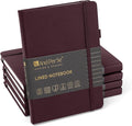 &And Per Se Lined Journal Notebook (5 Packs), 160 Pages, A5 5.7 x 8 inches College Ruled Thick Paper Notebook Journals for Writing, Hardcover Notebooks for Women Men Office School (Dark Red)