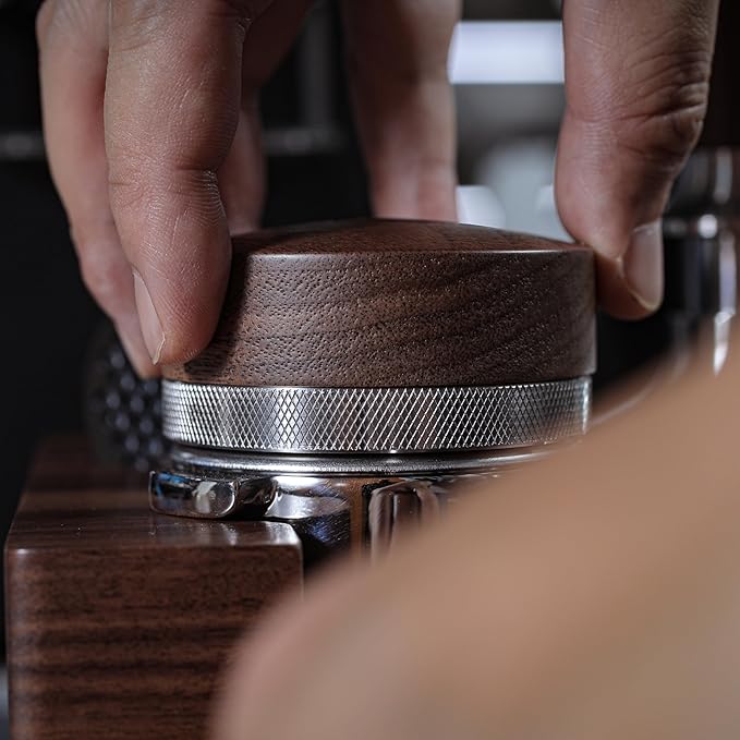 58mm Espresso Distribution Tool Walnut Coffee Distributor Adjustable Depth Stainless Steel Espresso Leveler Premium Espresso Machine Accessories For Coffee Bar