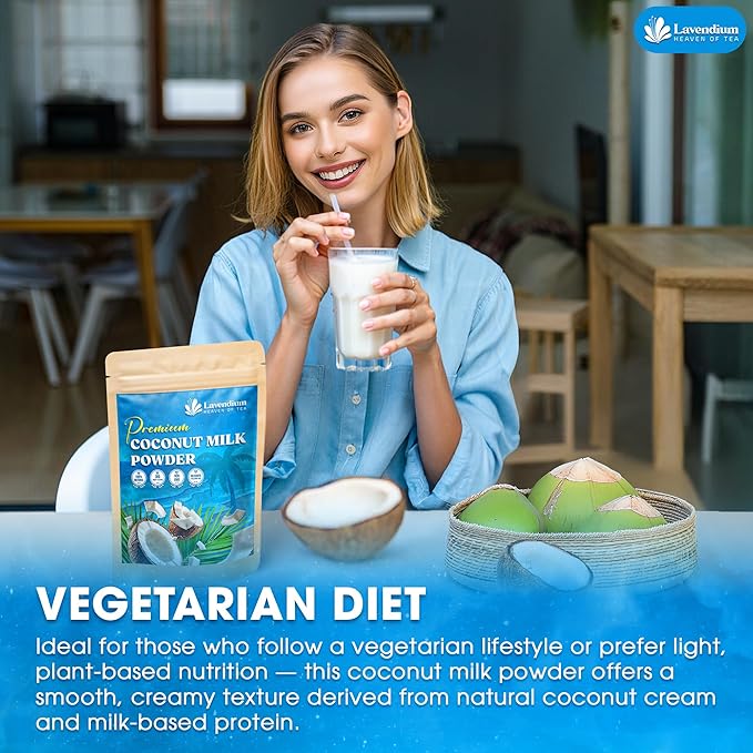 Lavendium, 10oz Coconut Milk Powder, 100% Natural, Unsweetened, Perfect for Cake, Coffee, Tea, Creamer Alternative, No Additives, No Gluten, Vegetarian.