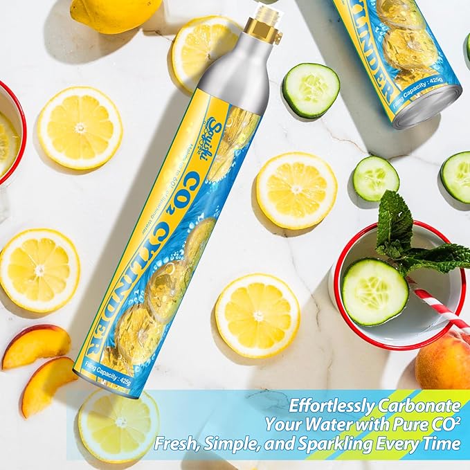 60L Co2 Cartridges Cylinder Compatible with All 'Screw-In' Soda Streaming Maker Co2 tanks 14.5oz Threaded CO2 Cartridge canister Sparkling Water Carbonates Set of 2