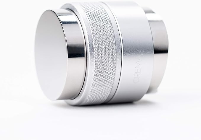 Crema Coffee Products | 45.5mm Coffee Distributor/Leveler & Hand Tamper | Fits Flair Pro and Pro 2 | Double Sided, Adjustable Depth | Beautiful Espresso Hand Tampers(45.5mm)(Silver)
