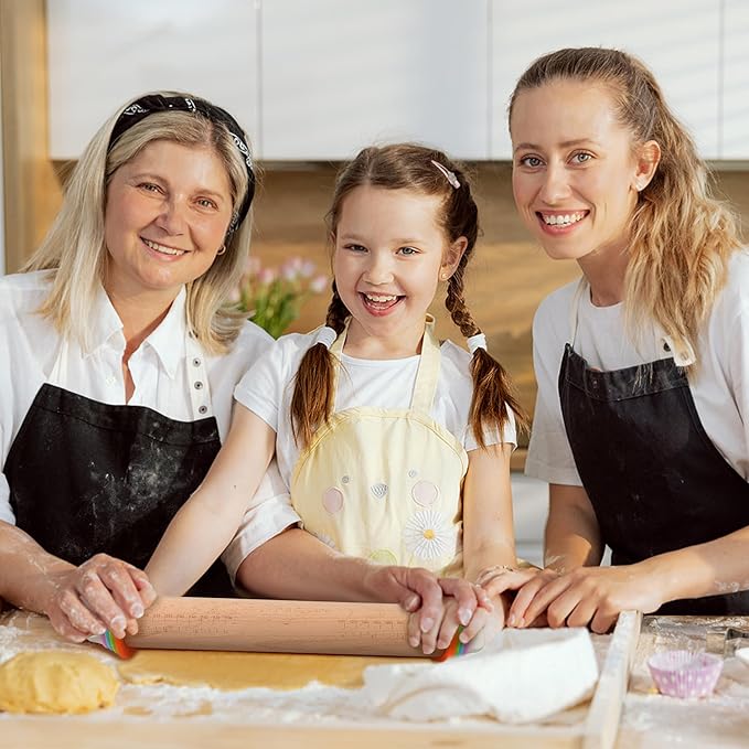 Adjustable Rolling Pin with Thickness Rings - 14 INCH Wood Dough Roller for Perfect Baking, Fondant & Cookies Ideal Rolling Pin for Dough & Cookie Decorating Supplies