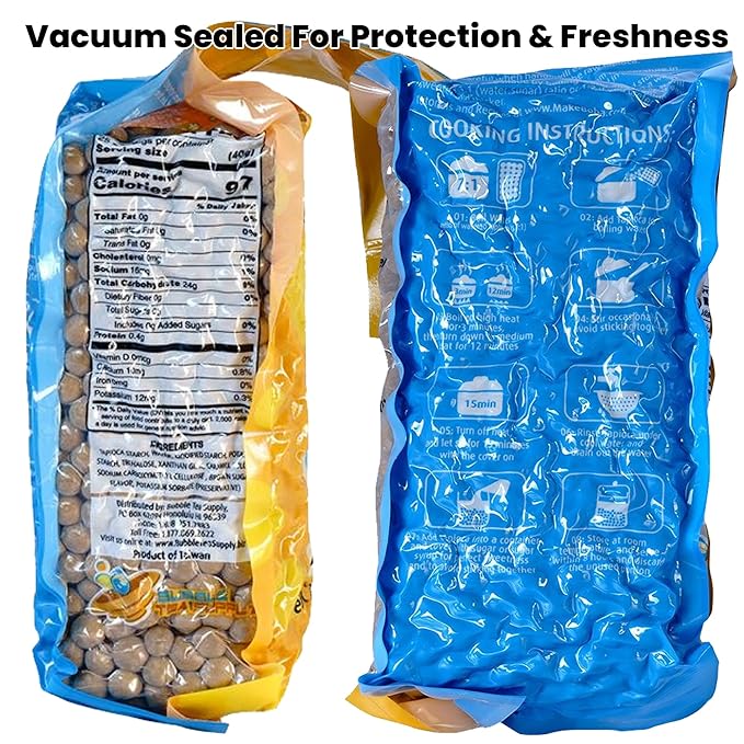 Black Tapioca Boba Pearls for Bubble & Milk Tea Unsweetened - 2.2 Lbs 20-30 Servings - Premium Chewy Black Tapioca Boba Bubbles For Beverages & Dessert Toppings For Pro Tea & Coffee Shops & Home Use