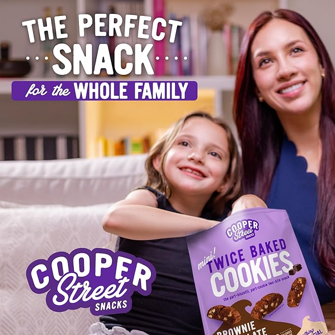 Cooper Street Twice-Baked Brownie Chocolate Biscotti Cookies (16 oz) - Over 50 Two-Bite Mini Italian Style Biscotti Snacks - Dairy-Free, Peanut Free, Kosher, Low-Calorie, Perfect with Coffee or Tea