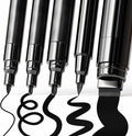 ARTISTRO 5 Black Acrylic Paint Pens, Acrylic Paint Markers Different Tip, Fabric Markers for Textile, Canvas, Rock, Glass, Wood, Paper, DYI, Pens for Kids and Adults