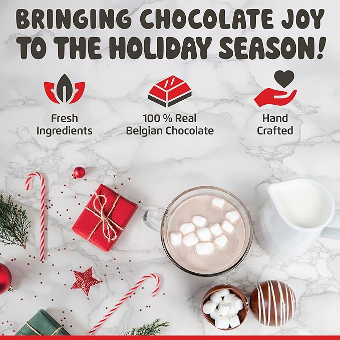 Hot Chocolate Bombs by Chocolate Works, Premium Hot Cocoa Bombs with Marshmallows, Made with Real Milk Chocolate, Dark Chocolate and White Chocolate, Pack of 6 Cocoa Bombs