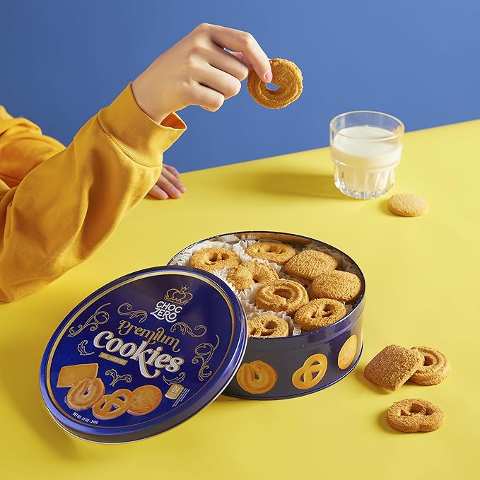 ChocZero Keto Butter Cookies - Sugar Free Danish Shortbread Gift - Gluten Free, Low Carb (1 tin, 12 oz)