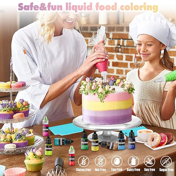 Food Coloring - Vibrant Liquid Icing Food Coloring Set for Baking, Cake Decorating, Easter Egg, Airbrush - Tasteless Food Color Dye for Fondant, Slime, DIY Crafts - 5.5 Fl.oz / 160ml Each (Pink)