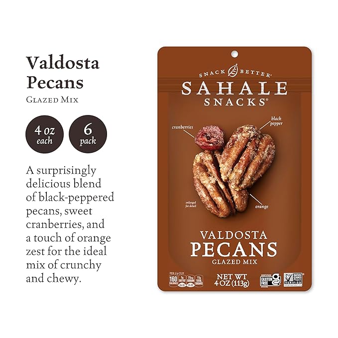 Sahale Snacks Valdosta Pecans Glazed Mix, 4 Ounces (Pack of 6)