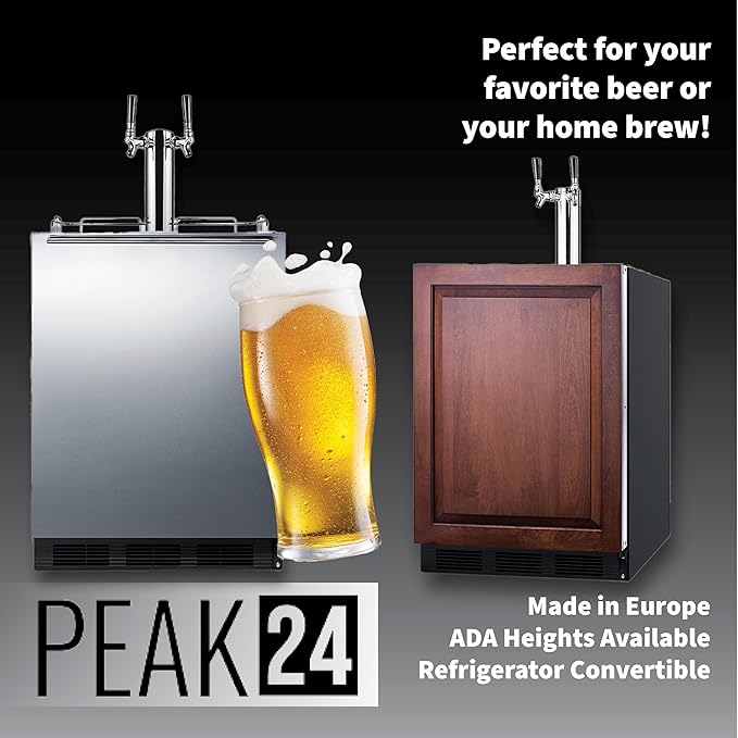 Summit 24" Undercounter Kegerator, Dual Tap Kit, Stainless Steel - SBC7BRS