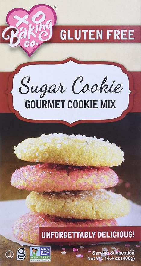 XO Baking Co. Gluten Free Sugar Cookie Gourmet Cookie Mix; Non-GMO; Kosher; Rice Free; Dairy Free; Soy Free; Peanut Free; No Preservatives; No Artificial Flavors or Colors, 14.4oz