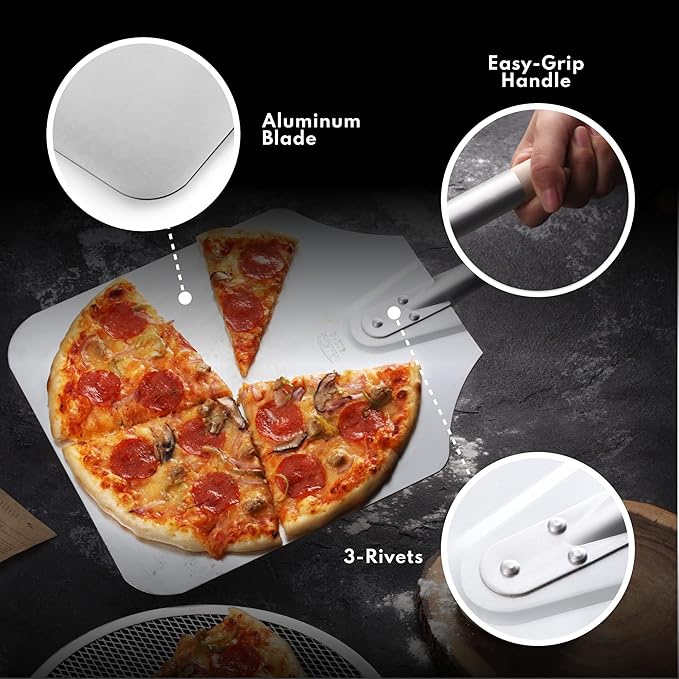 New Star Foodservice 50196 Aluminum Pizza Peel, Wooden Handle, 16 x 18 inch Blade, 36 inch overall