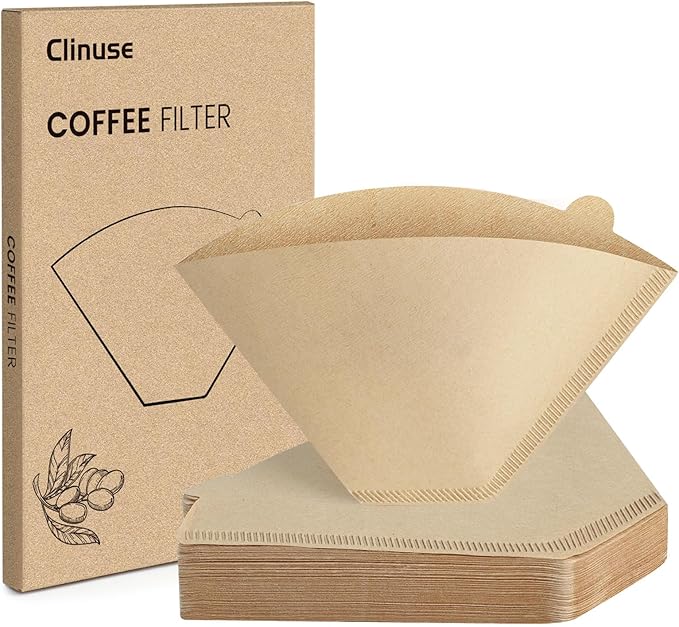 Coffee Filters 160 Count, Size 04 Cone Filters 8-12 Cup, Unbleached Disposable Natural Paper Filters, 04 Cone Filters For Pour Over and Drip Coffee Maker