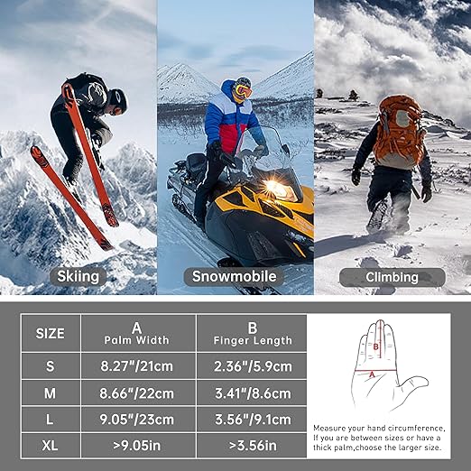 HANDLANDY Winter Gloves for Men Women, Thermal Gloves for Cold Weather Driving Cycling Ski Outdoor, Insulated Leather Work Gloves (Small, Black)