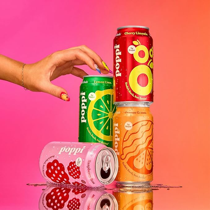 Poppi Sparkling Prebiotic Soda Beverage with Apple Cider Vinegar, Seltzer Water and Fruit Juice, Trend Setters Variety Pack, 12 Fl Oz, Pack of 12, Packaging May Vary