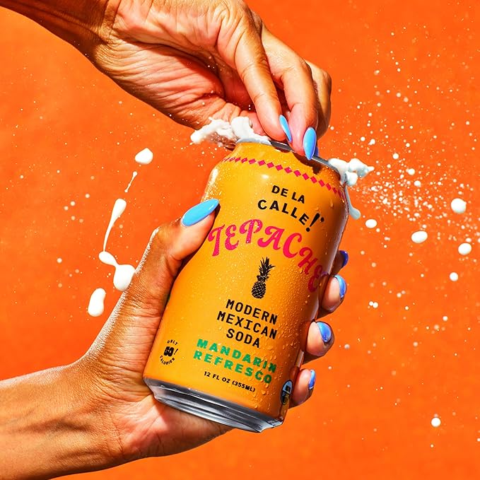 De La Calle Tepache - Mandarin - Modern Mexican Soda - Craft Fermented Pineapple Sparkling Beverage - Certified Organic, Antioxidant Rich, Non-Alcoholic, Healthy Soda, Low Sugar, Low Calorie, Non-GMO