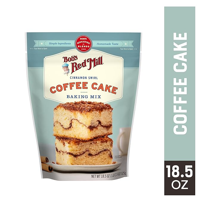 Bob's Red Mill Cinnamon Swirl Coffee Cake Baking Mix - 18.5 oz Bag (Pack of 2), Simple Clean Ingredients, Homemade Taste, Non-GMO