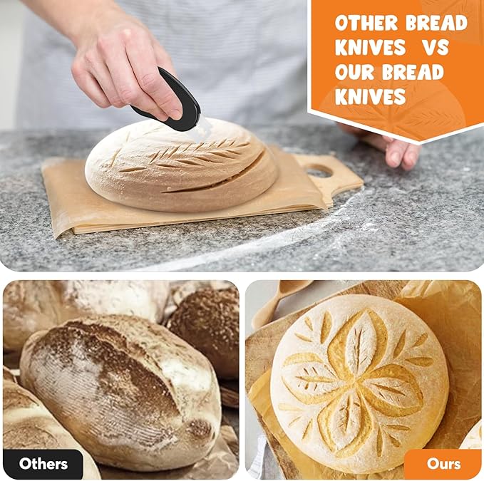 Extractable & Magnetic Bread Lame Dough Scoring Tool - Professional Sourdough Scoring Tool - Sourdough Bread Baking & Bread Scoring Tool - Scoring Patterns booklet & 5 Razor Blades (Black)