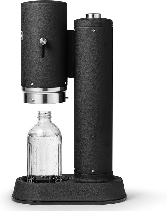Aarke Carbonator Pro, Sparkling & Carbonation Water Machine, Stainless Steel with Glass Reusable Bottle Volume 800 mL/27 fl oz (Matte Black)