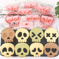 Mini Skull Cookie Cutter Set, Interchangeable DIY Halloween & Día de los Muertos Biscuit Stamps, 3D Raised Design Molds for Cookie Decorating, Cupcakes, Day of the Dead Pastries & Party Treats