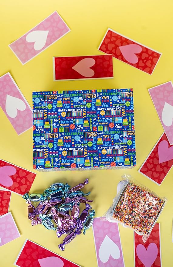 Birthday Love Shower Gift Box by Send A Cake – Ready-to-Gift Music Box with Sweet Caramels & 3" Rainbow Sprinkle Dots Crispy Cake – No Assembly, Perfect Birthday or Celebration Gift for Women, Men & Kids
