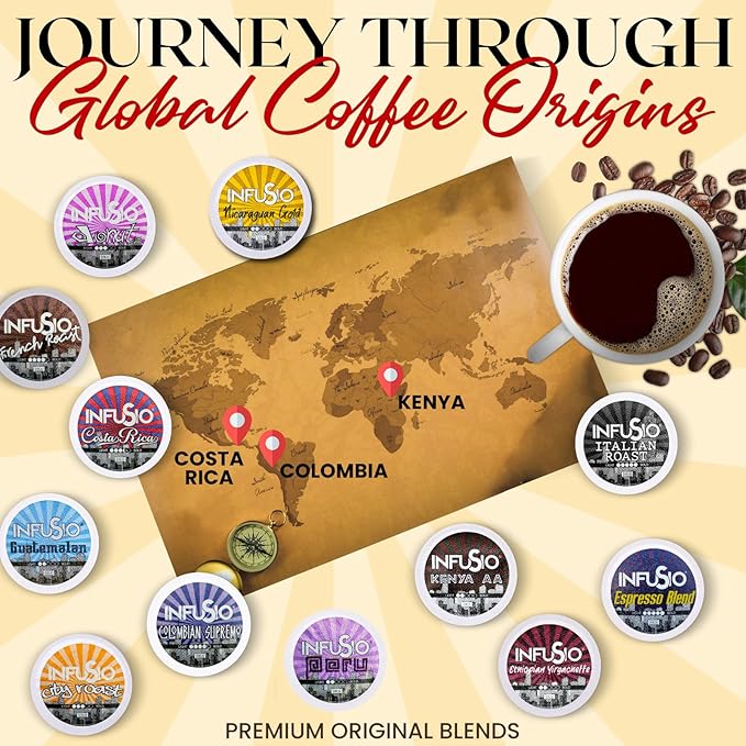 InfuSio Coffee Pods 96 Count Donut Blend Medium Roast Single serve Coffee pods for Keurig K Cups Brewers - InfuSio Premium Roasted Keurig 2.0 Compatible