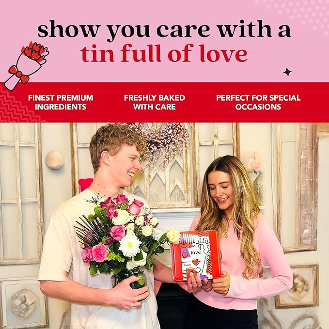 David’s Cookies Gluten-Free Assorted Cookies and Brownies 2Lbs - Comes In A Beautiful Love-Themed Tin Gift Box – Delicious Gourmet Food Gift For Loved Ones, Friends And Family