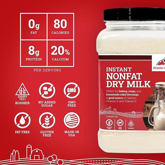 Hoosier Hill Farm Instant Nonfat Dry Milk Powder, 1LB (Pack of 1)