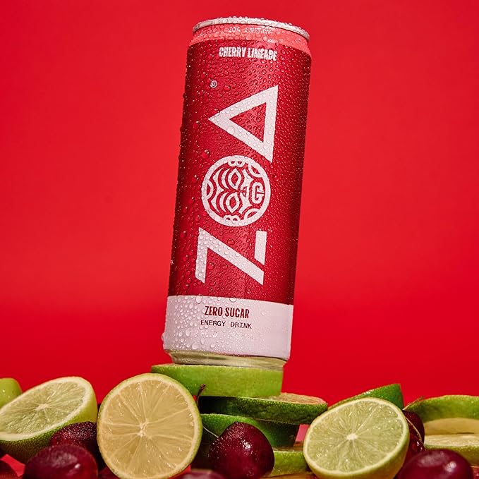 ZOA Zero Sugar Energy Drinks, Cherry Limeade - Sugar Free with Electrolytes, Healthy Vitamin C, Amino Acids, Essential B-Vitamins, and Caffeine from Green Tea - 12 Fl Oz (12-Pack)
