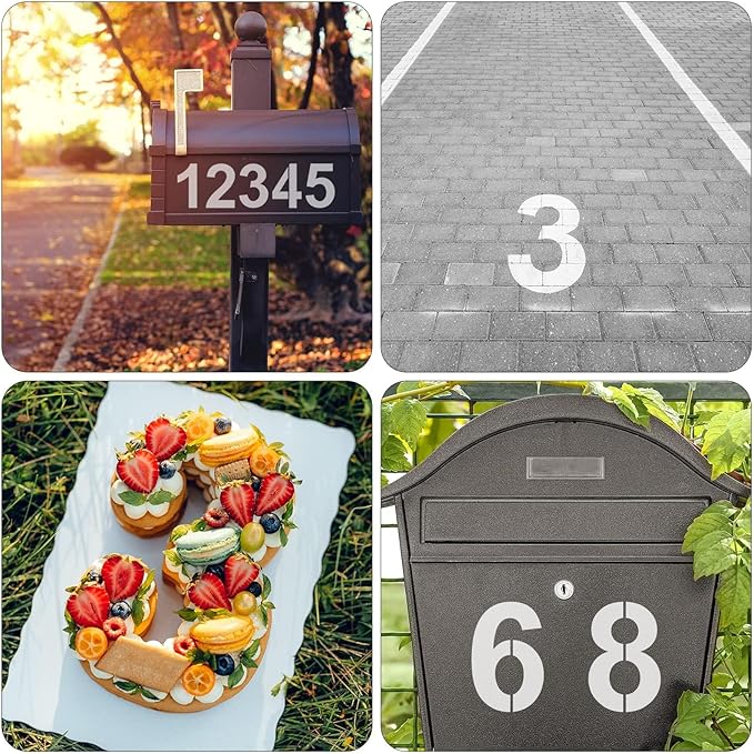 10 Inch Plastic Number Stencils - Reusable Digital Templates for Cake, Address, Painting