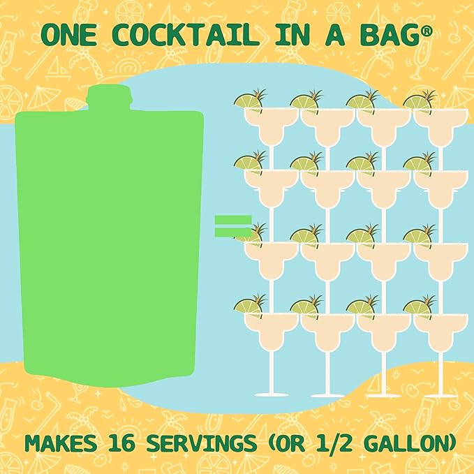Lt. Blender's Margarita in a Bag - Margarita Mix - Each Bag Makes 1/2 Gallon of Frozen Margaritas – Non-GMO Cocktail Mix - No Blender Needed – Add Liquor, Wine or as a Mocktail (Pack of 5)