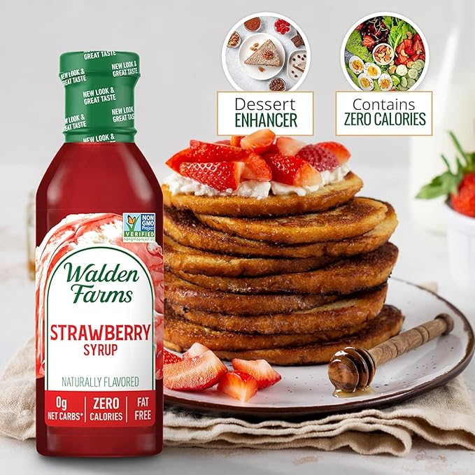 Walden Farms Strawberry Syrup – Perfect for Desserts, Smoothies, Breakfast – Zero Calorie, Sugar-Free, Low Carb, Keto-Friendly, Gluten-Free, Vegan – 6-Pack, 12 oz Bottles