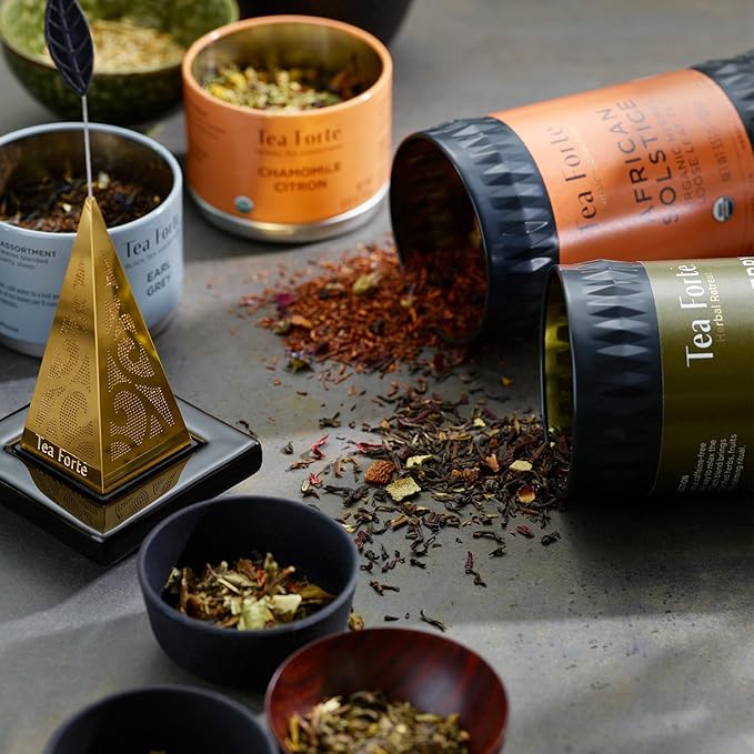 Tea Forte Ginger Lemongrass Premium Organic Loose Leaf Caffeine-Free Herbal Tea Blend Canister, Makes 35-50 Cups