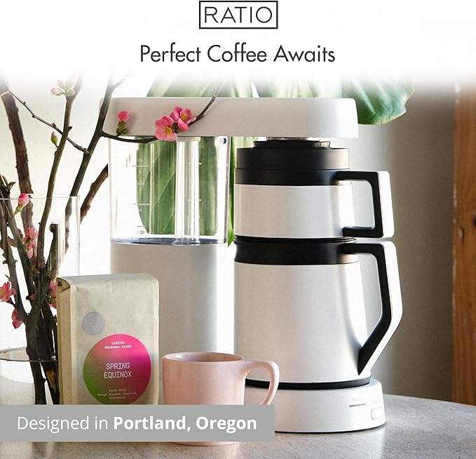 Ratio Six Series 2 Coffee Machine - Automatic Drip Coffee Maker - 1.25L/40oz - Brews 2-8 Cups - White