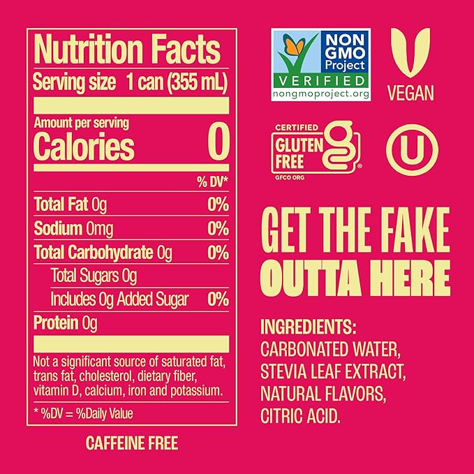 Zevia Zero Sugar Soda, Strawberry Lemon Burst, 12 oz Cans (24-Pack) – Naturally Sweetened, Zero Calorie Sugar Free Soda - Non-GMO Project Verified, Gluten-Free, Vegan