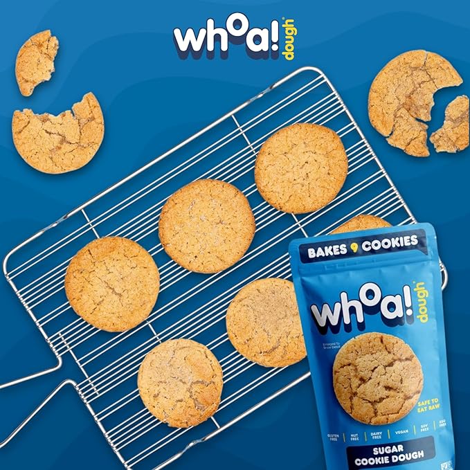 Whoa Dough Ready to Bake Cookie Dough Sugar Cookie – Certified Non-GMO, Kosher, Gluten Free – Plant-Based Snack Dough Made with Real Ingredients – 24 Pack