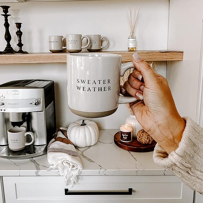 Sweet Water Decor Sweater Weather Stoneware Coffee Mug | Novelty Coffee Mugs | Microwave & Dishwasher Safe | 14oz Coffee Cup | Fall Gifts | Winter Coffee Mug