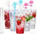 Clear Tumbler Cup, 16 oz Plastic Iced Coffee Cup with Lid and Straw, 6 Pack, Reusable and Dishwasher-Safe, for Gatherings and Outdoor Adventures (6, Dots)