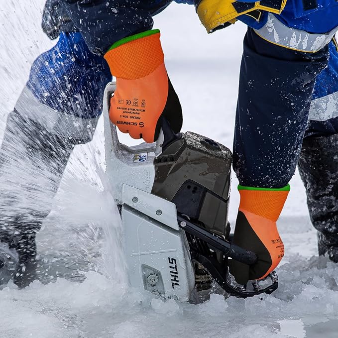Schwer FreezeGuard Waterproof Work Gloves PM3302, ANSI A2 Cut Resistant Freezer Gloves for Outdoor Cold Weather Keep Hands Warm Below Zero, Waterproof Gloves for Shoveling Snow, Ice Fishing, L