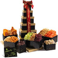 NUT CRAVINGS - Thanksgiving Mixed Nuts Gift Basket Black Tower + Heart Ribbon (12 Assortments) Holiday Xmas Christmas Food Arrangement, Healthy Snack Care Package, Food Assortments