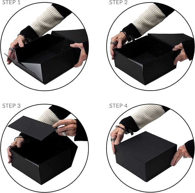 Prime Line Packaging Christmas Gift Boxes with Lids for Presents, Holiday Gift Boxes, Small Black Gift Box for Small Business, Birthdays, Weddings, Graduation, Bulk, 8x8x4, 15 Pack