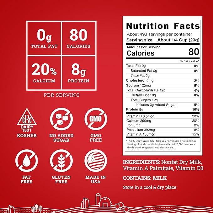 Hoosier Hill Farm Instant Nonfat Dry Milk Powder, 25LB (Pack of 1)