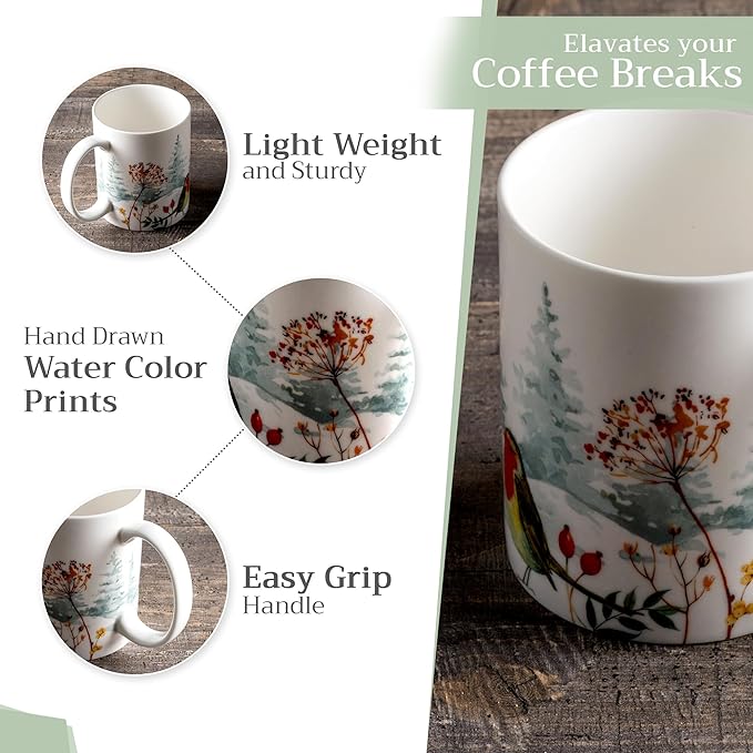 Maison d' Hermine Coffee Mug with Handles Fine Bone China Mugs Pack of One Tea Cups for Hot Beverages Cappuccino Latte Home Restaurant Office Perfect for Gift (Morzine - Chamonix, 15 Ounce)