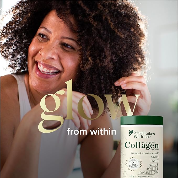 Great Lakes Wellness Collagen Peptides Powder for Skin, Hair, Nails, Joints & Digestion - Chai Flavored - Quick Dissolve Hydrolyzed, Non-GMO, Kosher - 10 oz