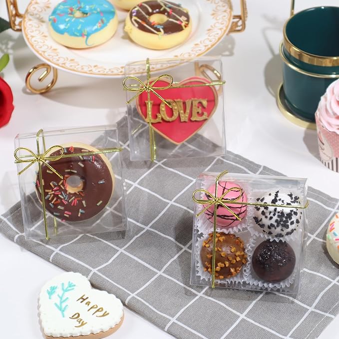 3.25"X3.25"X1.5" 50PCS Clear Cookie Boxes Packaging, Perfect for Displaying Small Items-Jewelry, Crafts, Treats,Oreos,Soap,Macaron,Chocolate Truffle, Donut, Mini Bakery, Brownie More Wedding Favors